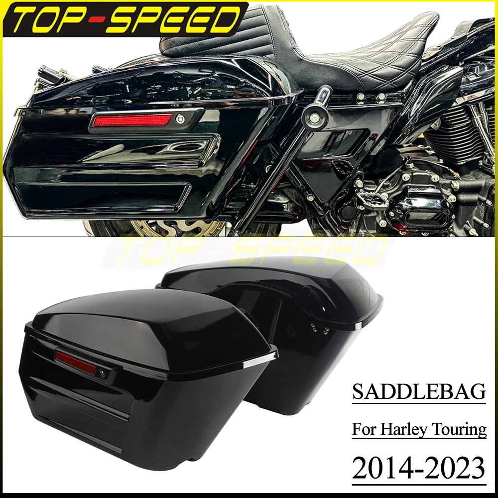 For Harley Touring Rear Saddlebag Hard Side Trunk Luggage Boxes Fit Street Glide Road Glide Road King Tour Case Pack 2014-2023
