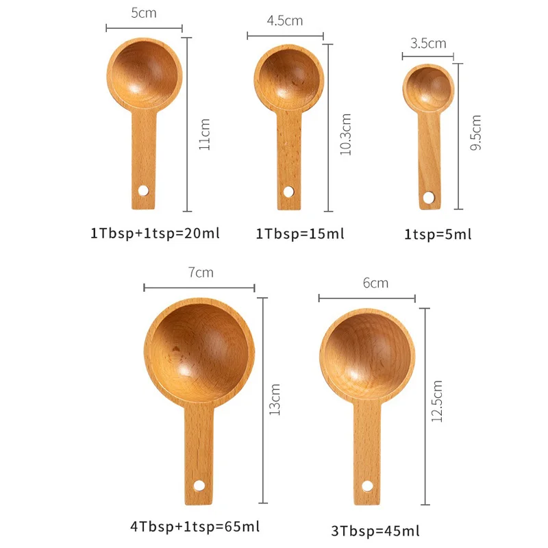 100Pcs Wooden Measuring Coffee Scoop Coffee Spoon in Beech Wood Tablespoon for Coffee Beans Ground Beans, Protein Powder Spices