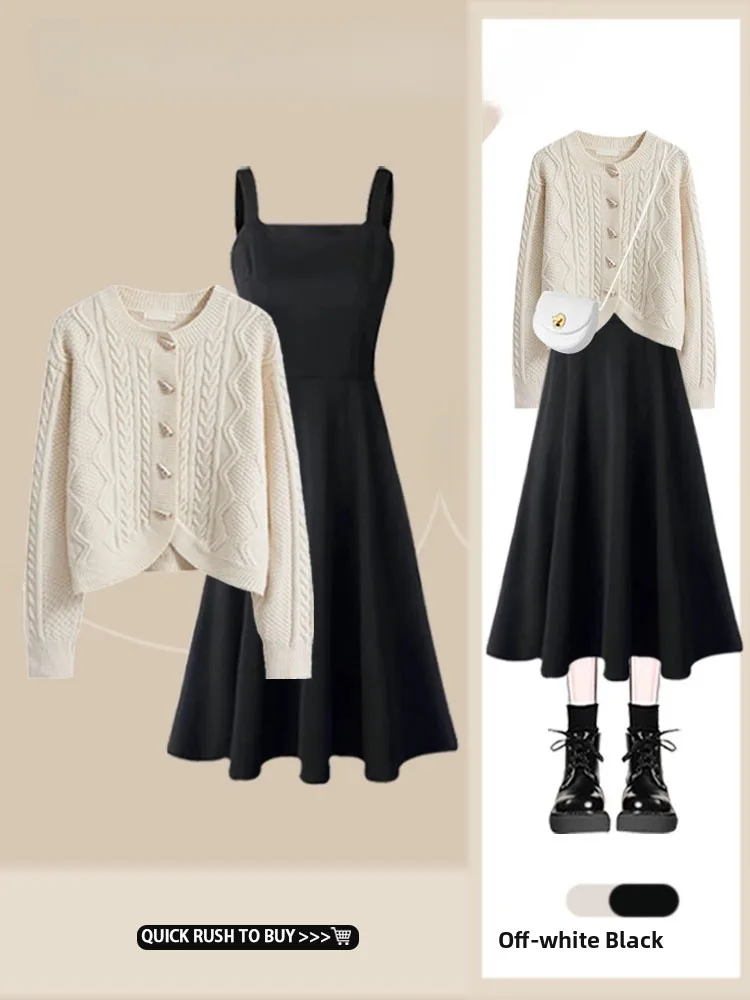 

Новый осенний комплект из двух предметов: кардиган и платье Slimming Tea Tone Fashion. Элегантная женская одежда высокого качества.