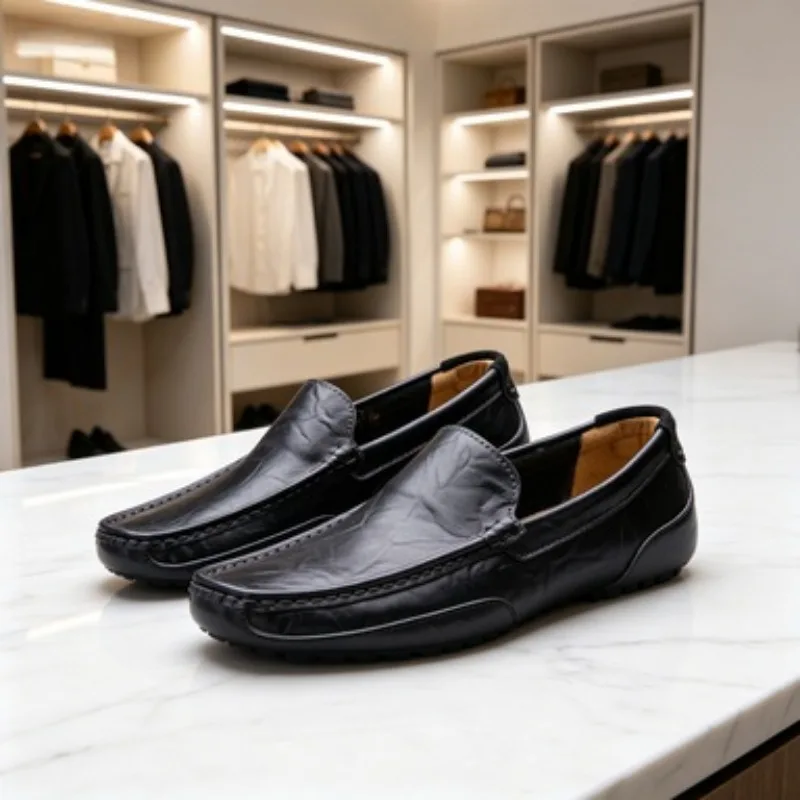 

Genuine Leather Loafers Men Design Moccasin Fashion Slip On Soft Flat Casual Men Shoes Adult Male Footwear Handmade Boat Shoes