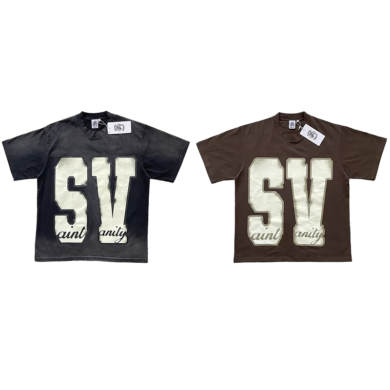Saint Vanity Casual Cotton T-Shirt Short Sleeve Letter Print Simple Design Youthful Style Suitable for All Summer round Neck