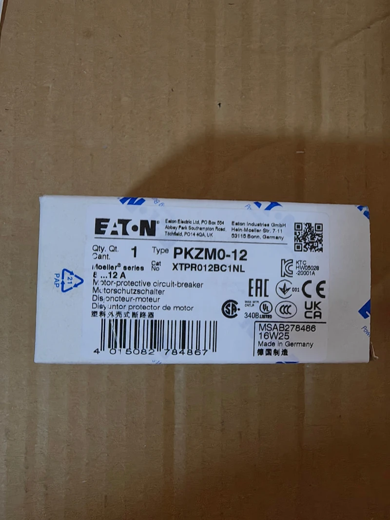 PKZM0-12 Eaton  MPCB 8-12A 3P 5.5kW 690V  DIN Rail Overload Short Circuit Phase Failure Protection Switch