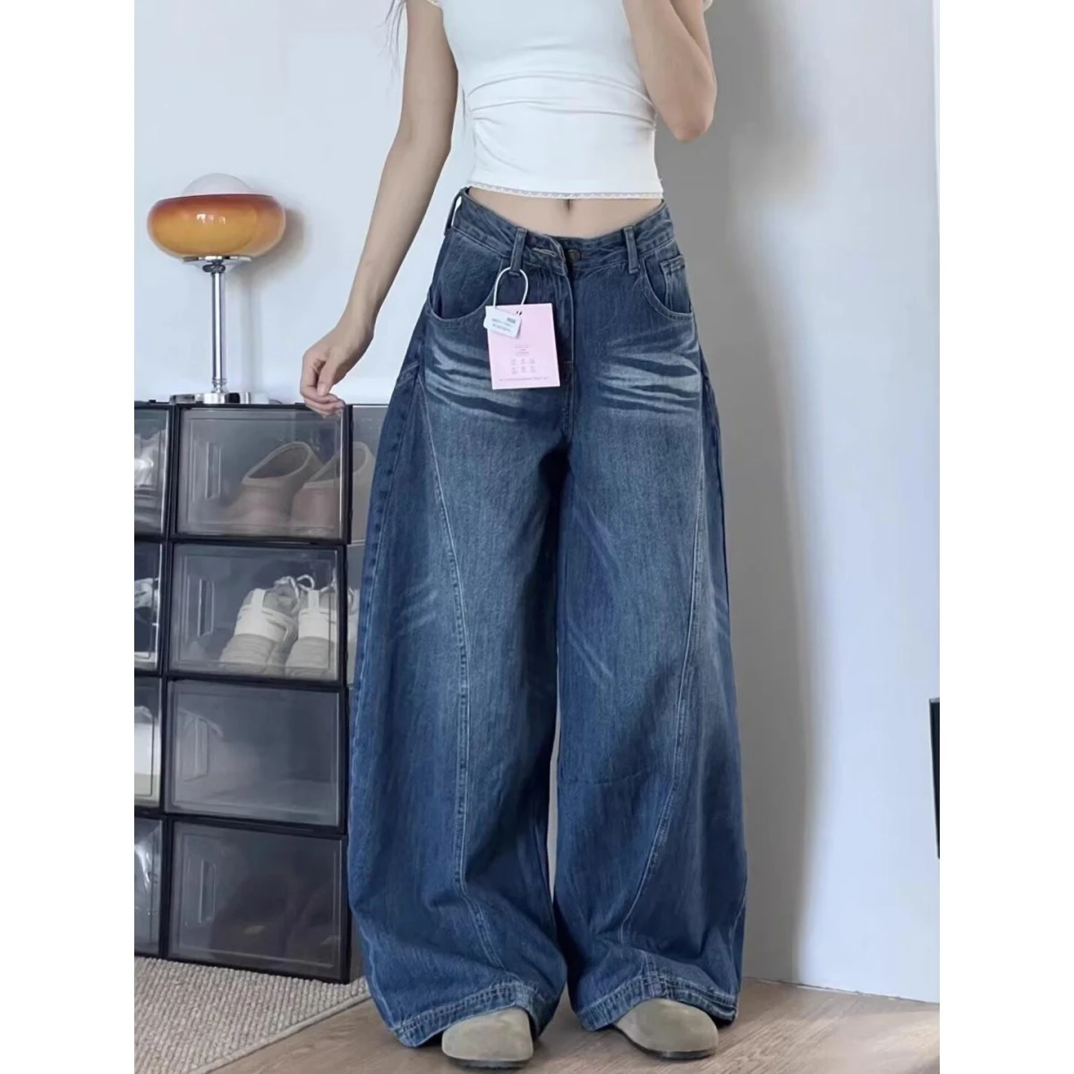 

Waed Wide Leg Knife Jeans Men Women Loose American Design Draped Deconstructed Loose Feeling Pants