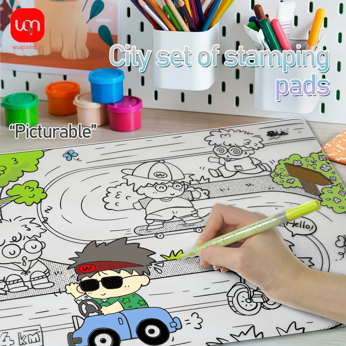 WQN-1PC シンプルでスタイリッシュな描画マット、都会生活に、日常の絵画に芸術的な落書きに、学校の文房具