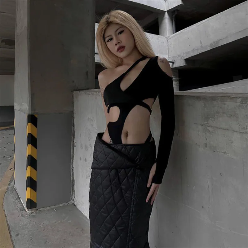 

Wind 2023 Summer New Fashionable And Sexy Spicy Girl Slimming Waist Exposed Hollow Splicing Jumpsuit