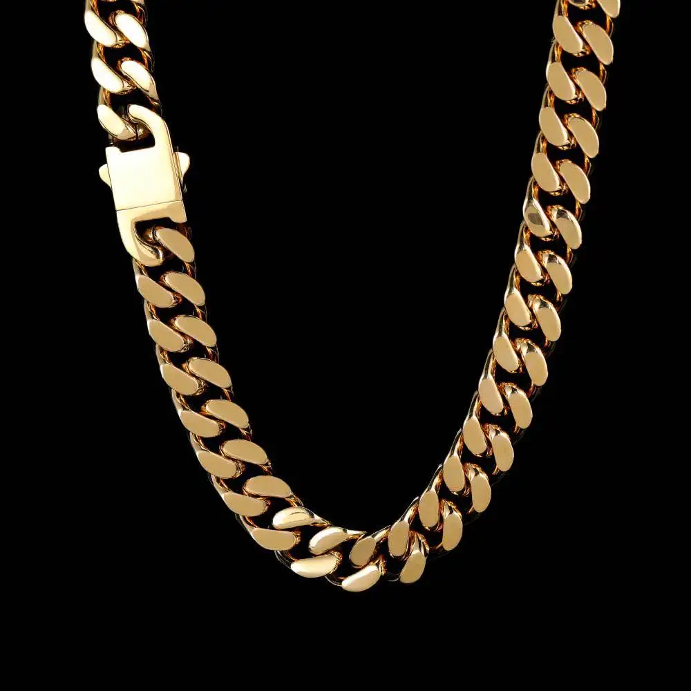 

Luxury 24K 9999 Pure Gold real gold Four-sided grinding encryption Cuban chain men's necklace length 24inch 26inch 28inch