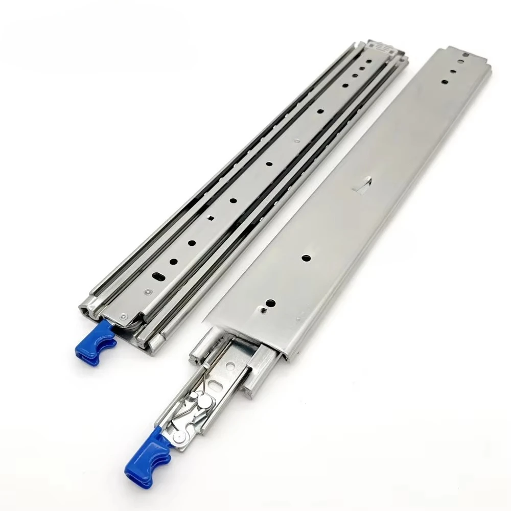 1" Traveling 24" Full Extension Telescopic Channel Super Heavy Duty Cold Rolled Steel Drawer Slide 220kg Hand Lock for Kitchen