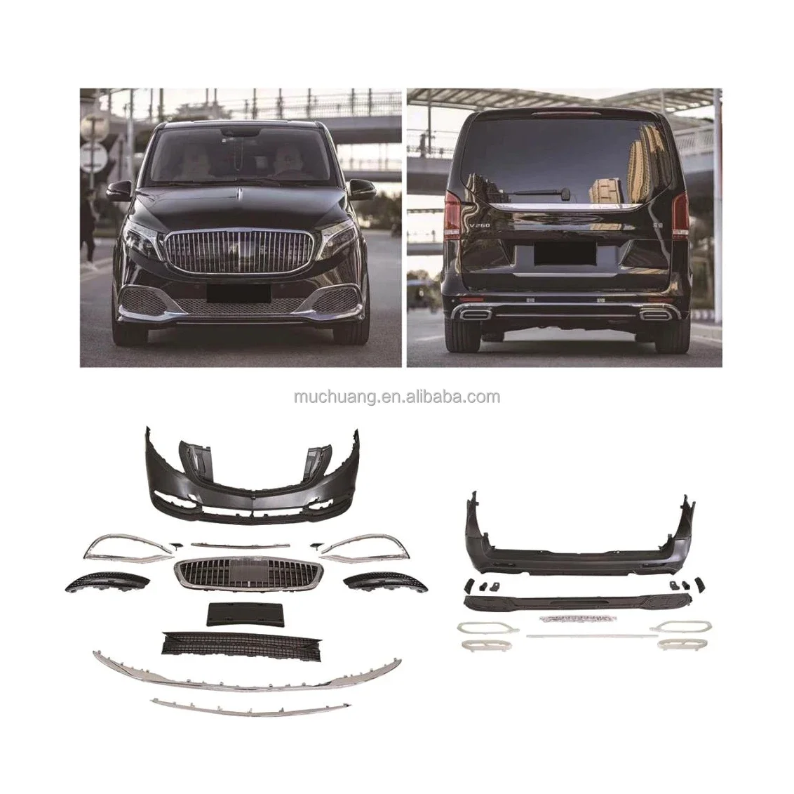 Hot Selling Spot Car Modification Upgrade Body Kit Suitable Front Rear Bumper for Benz-Vito W447 W457 V260 To Maybach W222