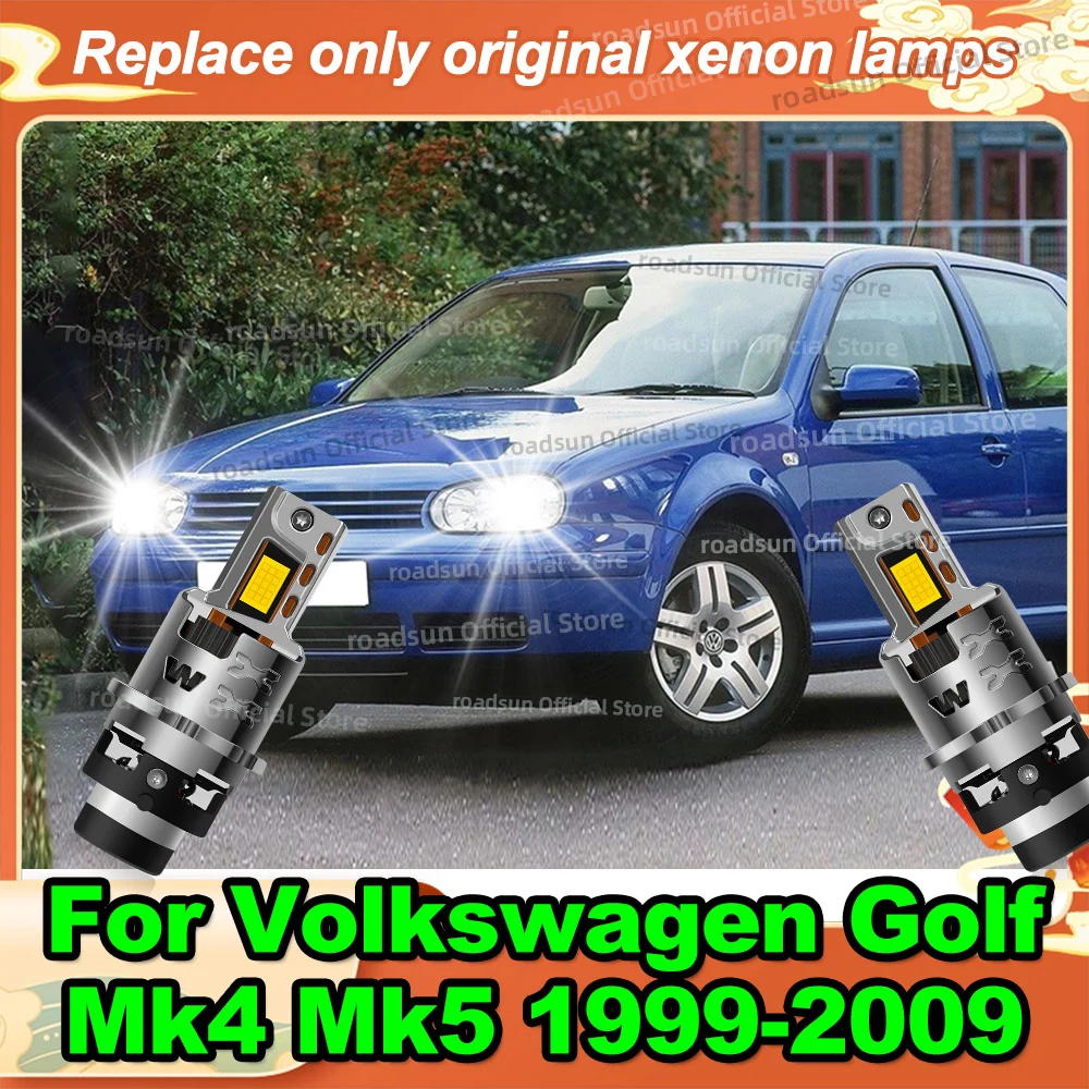 

2PCS LED Headlight HID Canbus 1:1 Xenon Bulb 50000LM For Volkswagen Golf Mk4 Mk5 1999-2009 2003 2004 2005 2006 2007 2008