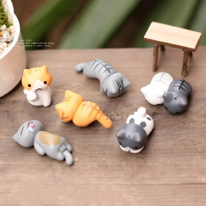 

6Pcs/Set Funny Meow Mochi Dango Cat Flower Pot Micro Landscape Mini Doll Balcony Decorations Flower Pot Home Decor