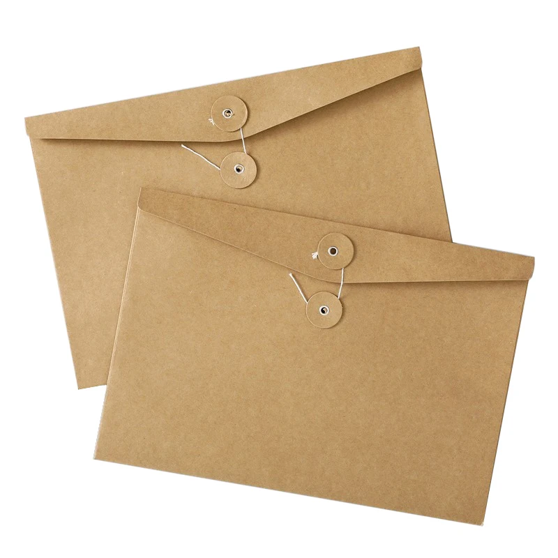 20PCS Blank Kraft Paper Envelope Bag A4 File Bag Wrapped Packaging Storage Bags Office Stationery Supplies Party Gift Envelopes