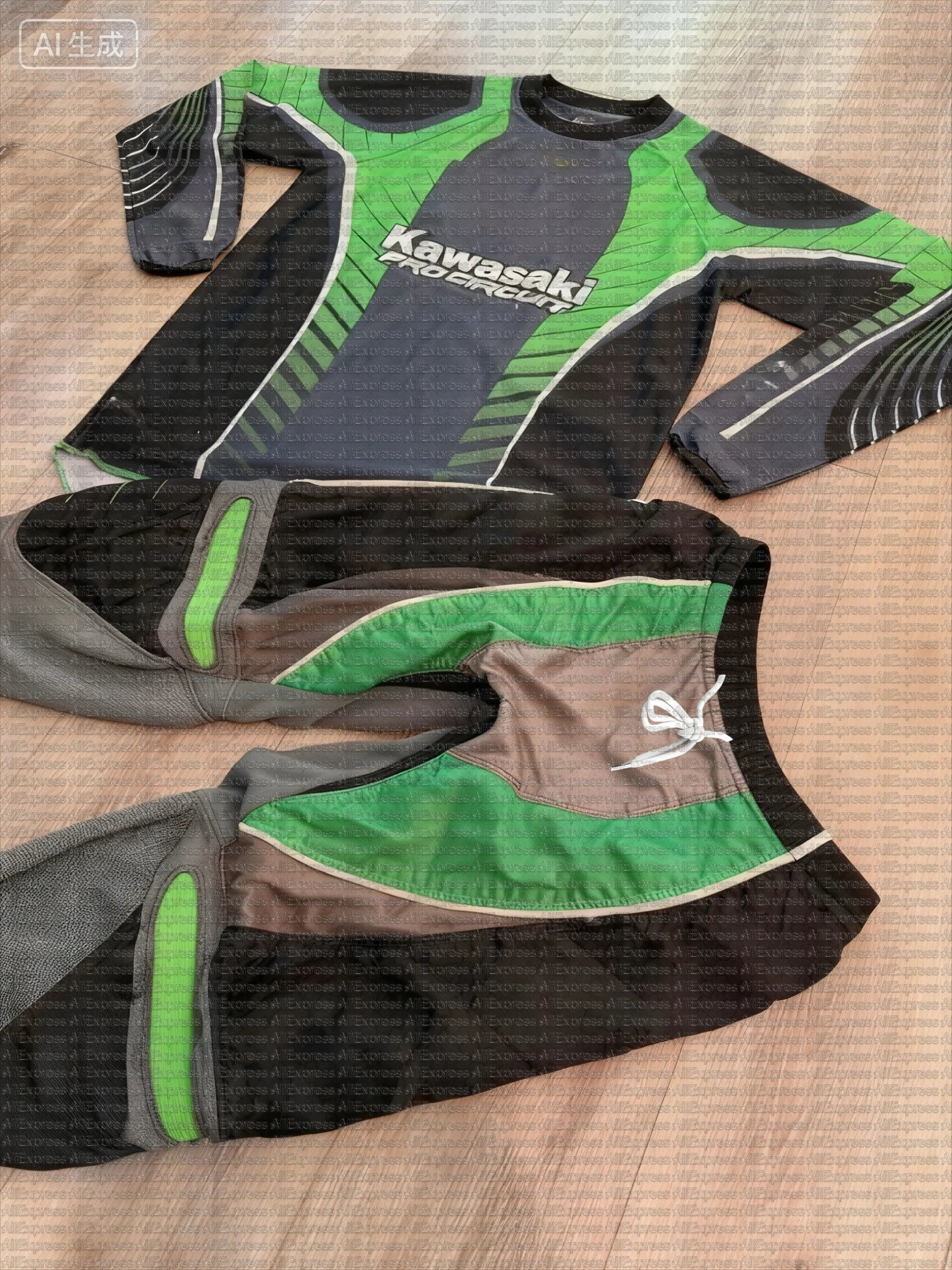 

Детский комплект из джерси и брюк для мотокросса Kawasaki 2025 года, молодежный костюм для гонок по бездорожью, быстросохнущая комбинация снаряжения для гонщиков