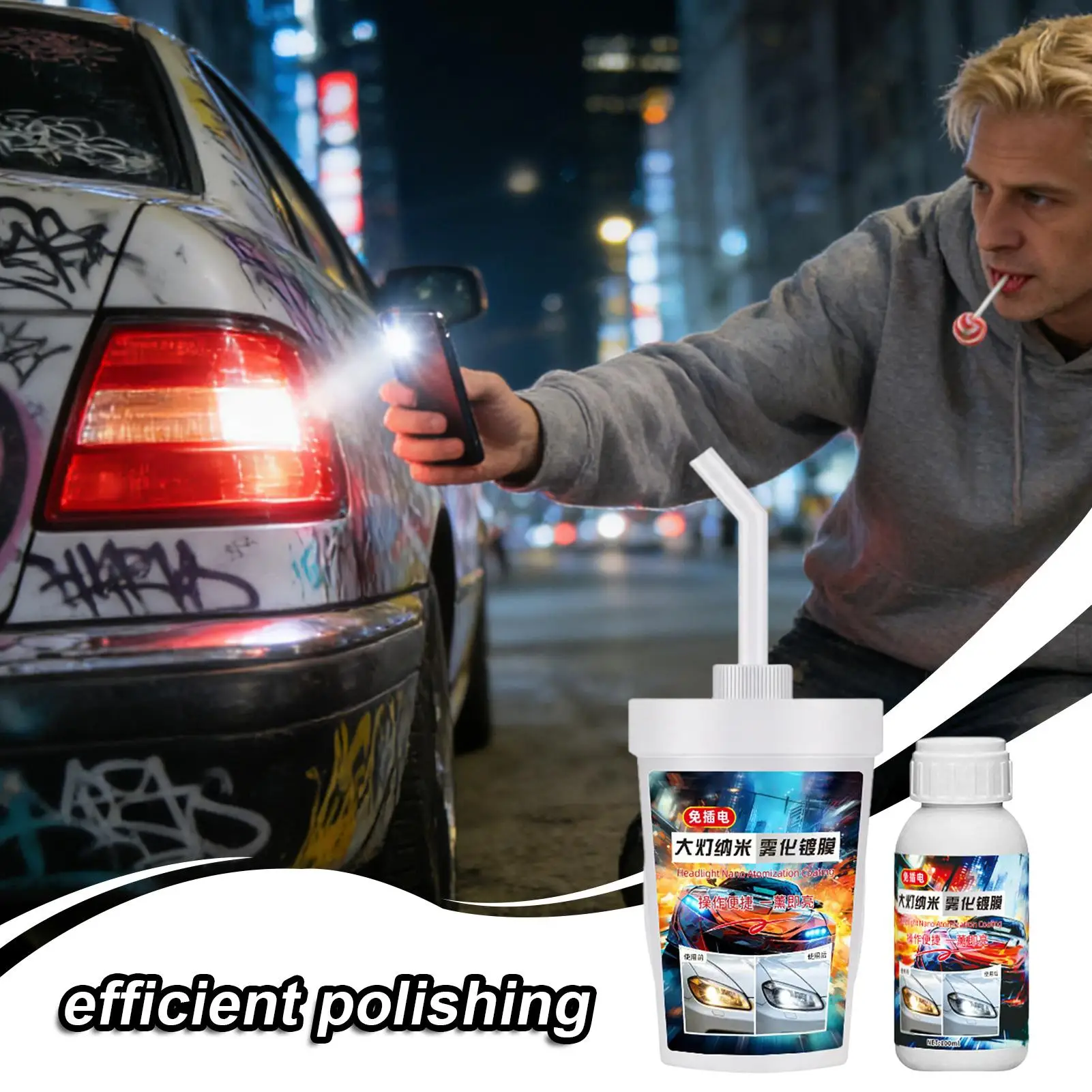車のヘッドライト修復キット-100-ミリリットルレンズクリーナーヘッドライトクリーナーと修復キット家庭用ガレージ駐車場車両用