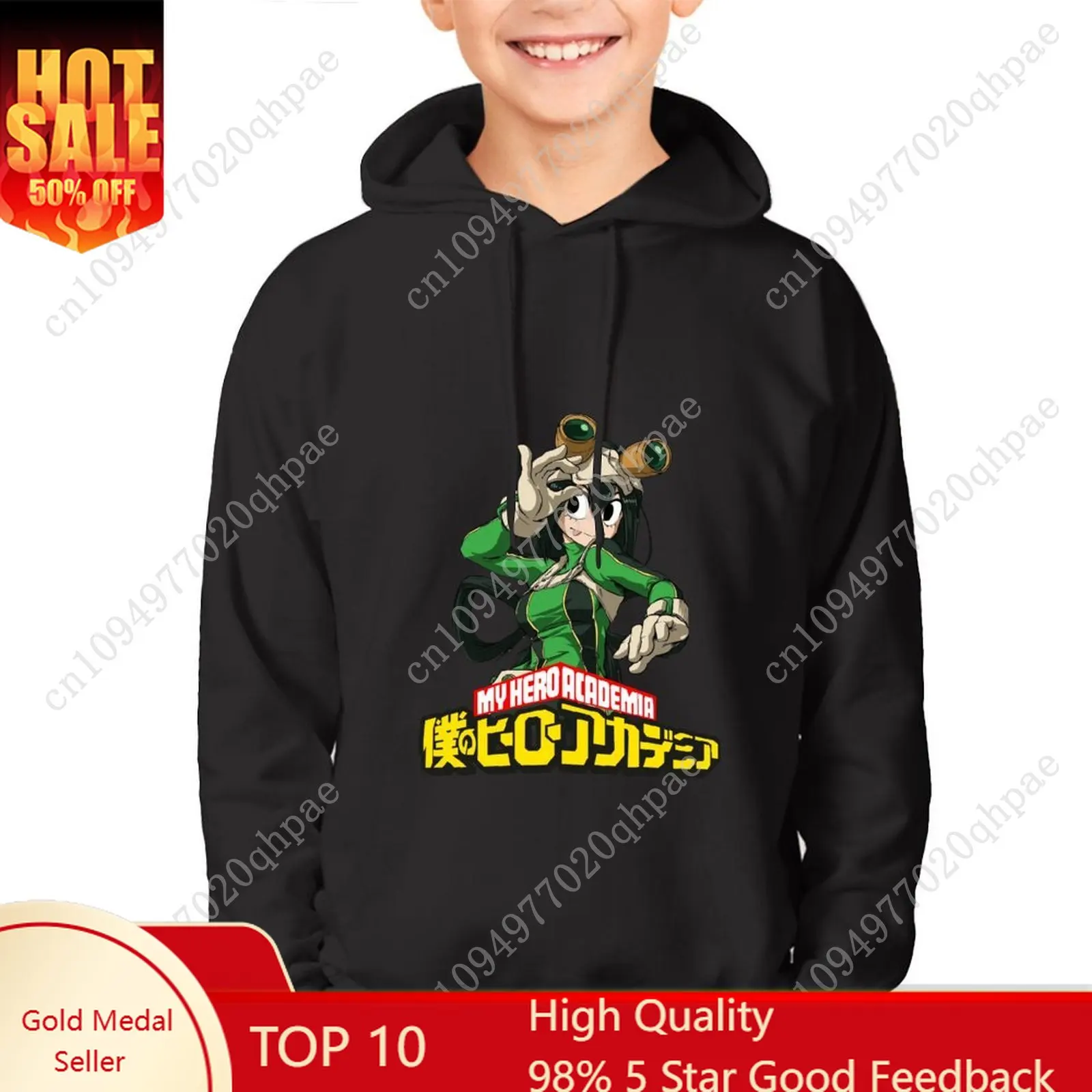 

Толстовка с капюшоном My Hero Academia Asui Tsuyu для мальчиков и девочек, детская хлопковая термокофта, легкая, изготовленная на заказ, весенне-осенняя, на заказ