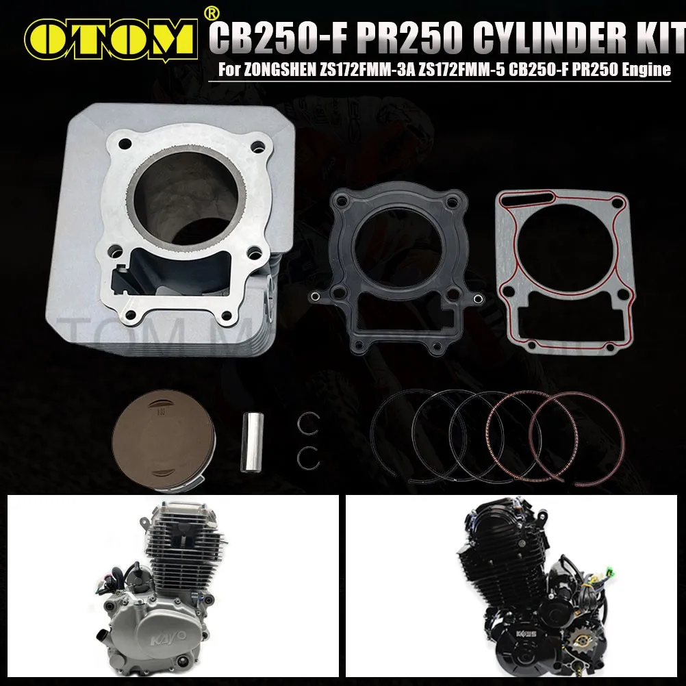 

For ZONGSHEN ZS172FMM-3A CB250-F ZS172FMM-5 PR250 Motorcycle Cylinder Kit 72mm Cylinder Block Piston Pin Ring Gasket KEWS Engine