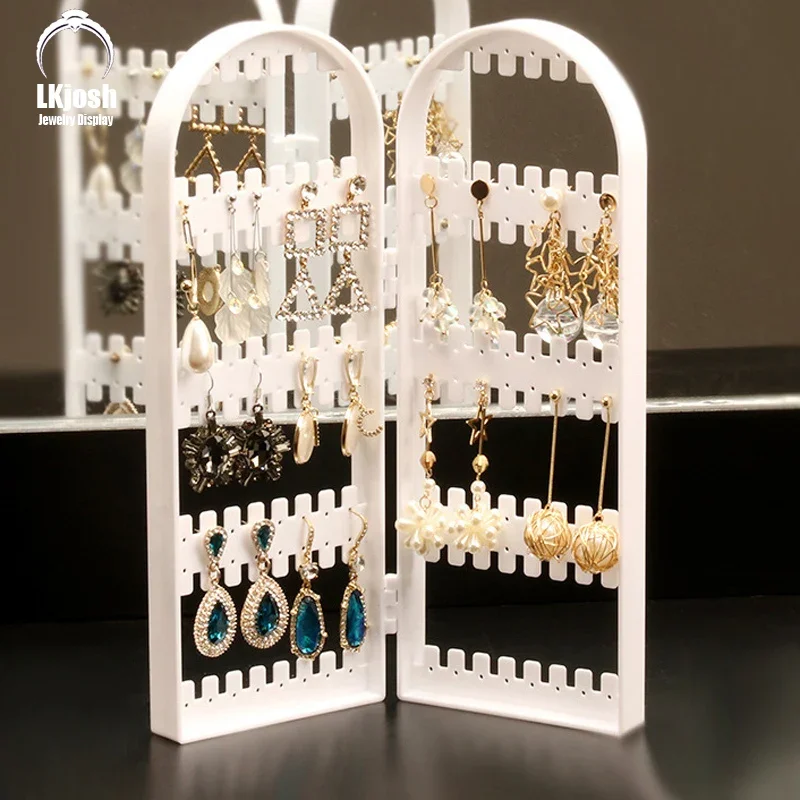 120/180/240/360 Hole Plastic Earring Display Stand Foldable Earring Jewelry Display Stand Holder Storage Box