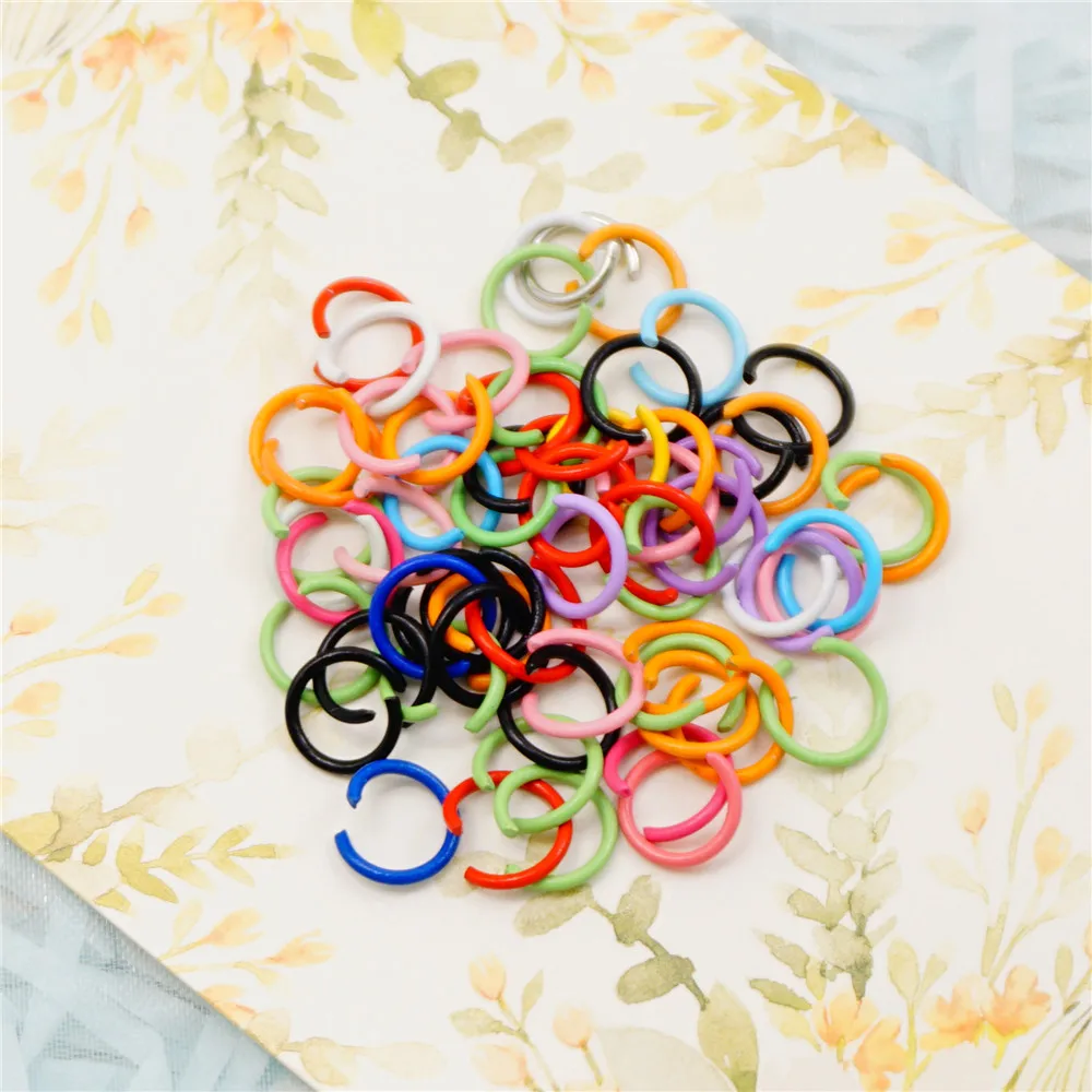 100Pcs Multicolor Painted Iron Open Jump Rings