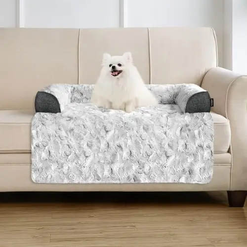 

Уютная лежанка для собак blunique 35 дюймов для дивана — моющийся, нескользящий плюшевый коврик для дивана, серый цвет