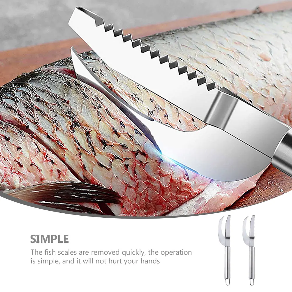 

2pcs Fish Scaler Kit Stainless Steel Reusable Kitchen Tools For Cleaning Fish Scales Descale Tool Household Gadgets