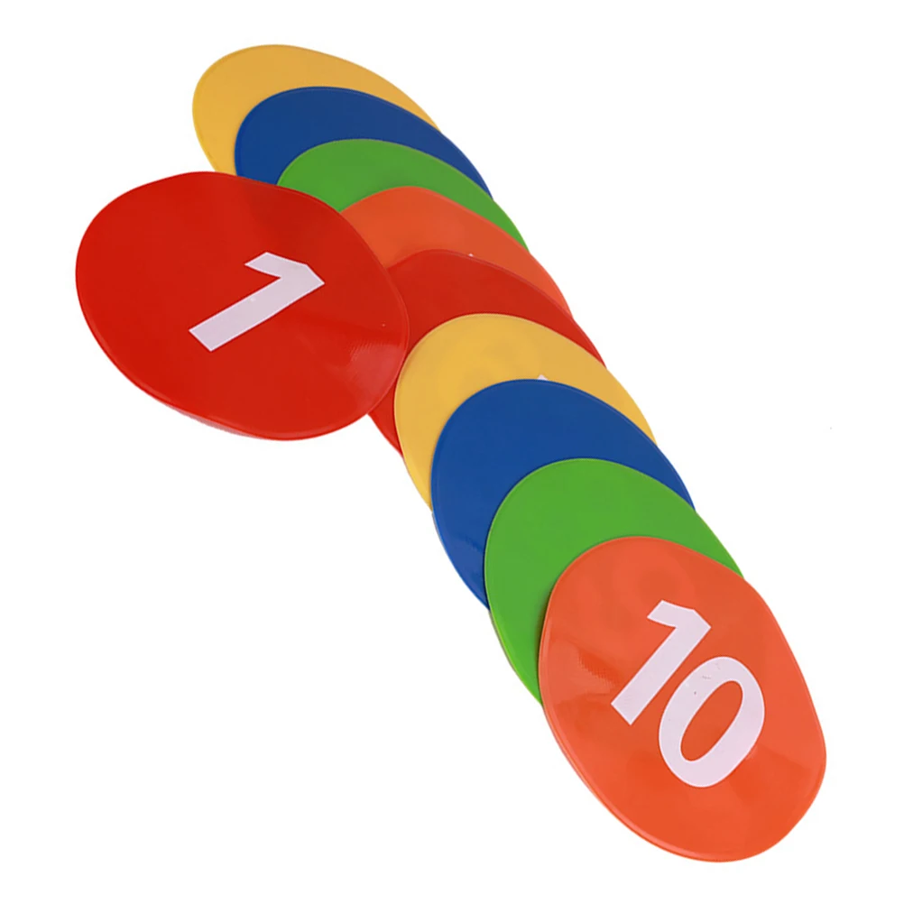

10 pcs Football Training Markers Number Printed Soccer Roadblock Sign Reusable Pvc Spot Marker Pads For Indoor Outdoor Agility