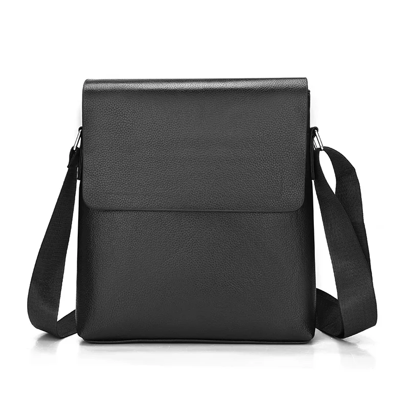 Bolso de mensajero de cuero negro de diseñador para hombres, bolsos cruzados casuales, bolso masculino de moda, bolso de hombro diario