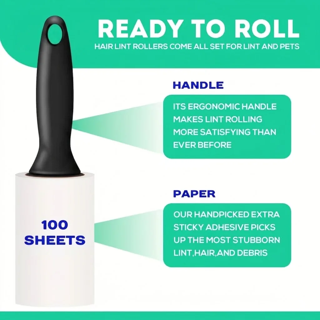 200/400/600 Blatt Fusselroller-Nachfüllpackungen - Extra Klebrige Abreißbare Fusselentferner für Tierhaare, Möbel, Teppiche & Kleidung – Detail 5