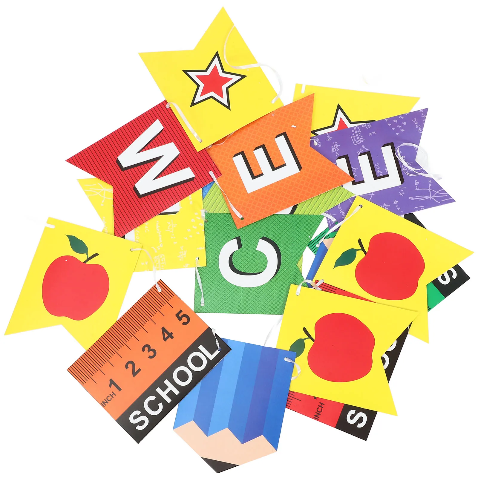 

Opening Season Hanging Flag Party Banner Classroom Setting Props Wall Back-to-school Welcome Paper Supplies Pull Flags