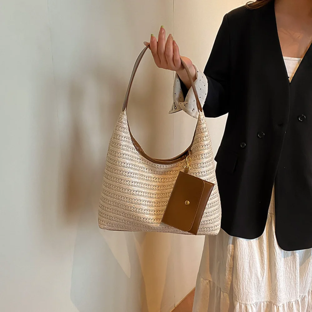

Women'S Shoulder Bag Fresh Cross Shoulder Bag Straw Tote Bag Comfortable For Daily Use Student Classroom Work Commuting