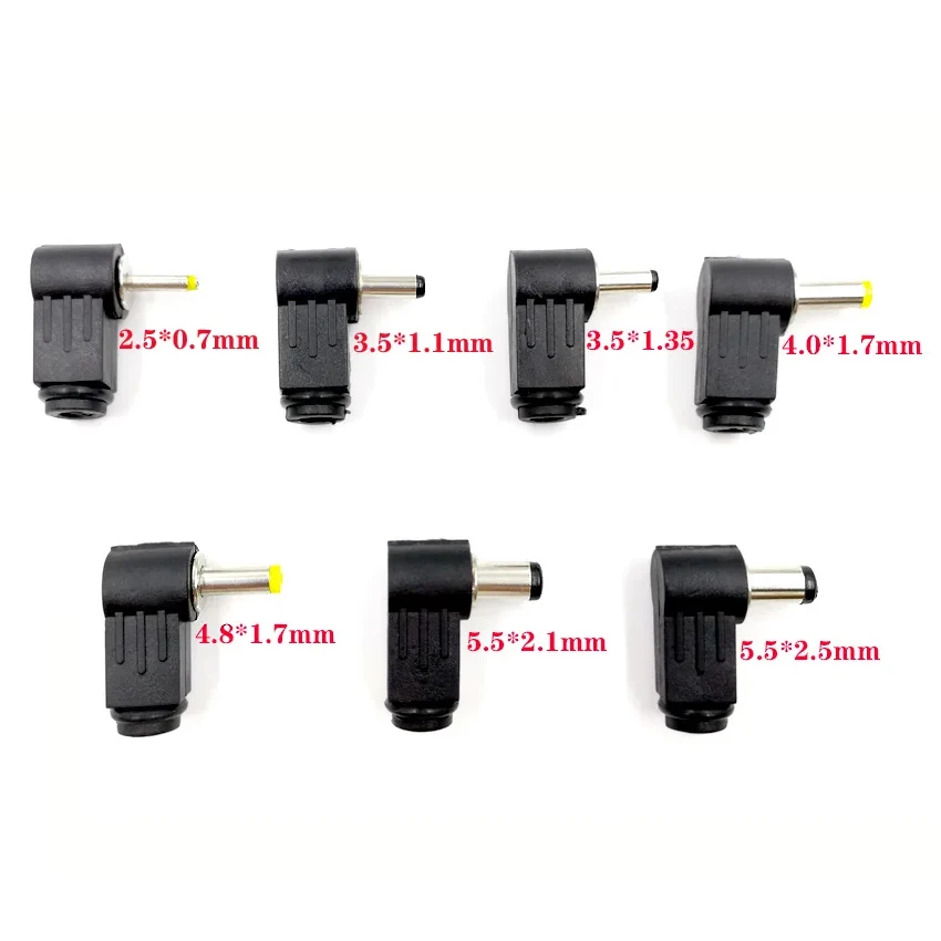 5pcs/Lot5.5*2.5 5.5*2.1 4.8*1.7 4.0*1.7 3.5*1.35  2.5*0.7 mm Male DC Power Plug Connector Angle 90 degree L Shaped plastic Plugs