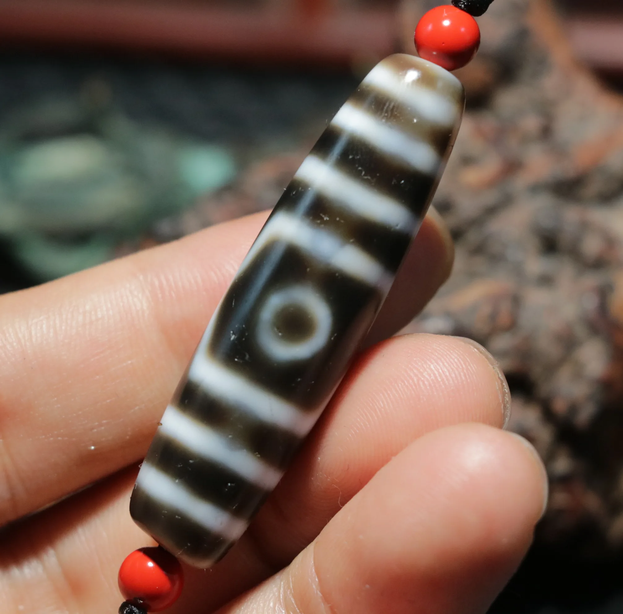 

Unique Magic Power Energy Tibetan Old Agate 3 eye Big Wisdom dZi Bead Pendant Amulet Talisman RT UPD221224A1