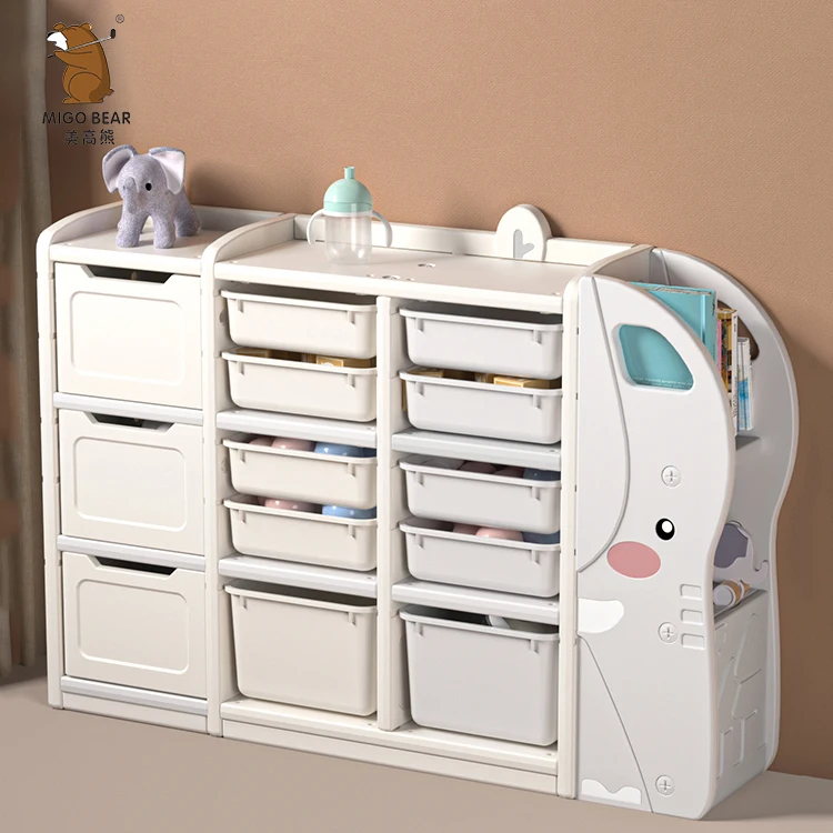 Elephant Cartoon Shape Plastic Kids' Furniture Toys Storage Bookshelf Children Cabinets