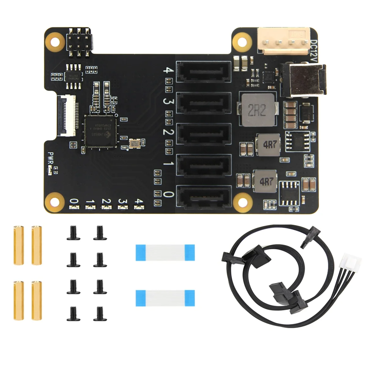 X1009 PCIe to 5 Port SATA Shield for Raspberry Pi 5 PCIe to 5xSATA 3.0 NOT Support Boot From HDD/SSD