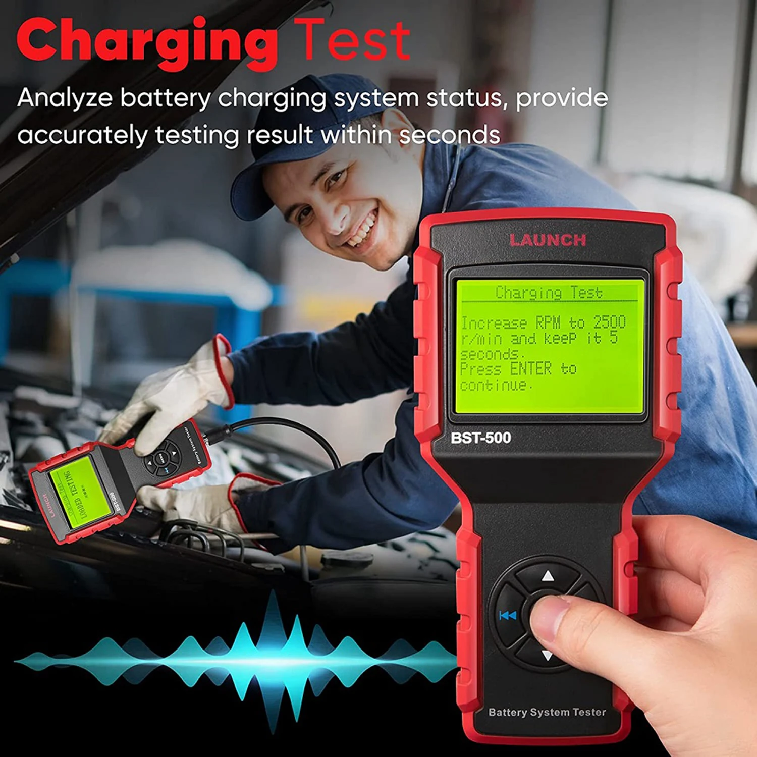 Original Launch BST-500 Battery Tester BST500 6V/12V/24V Cranking&Charging System Test 100-2000 CCA Car Battery Tester Detector