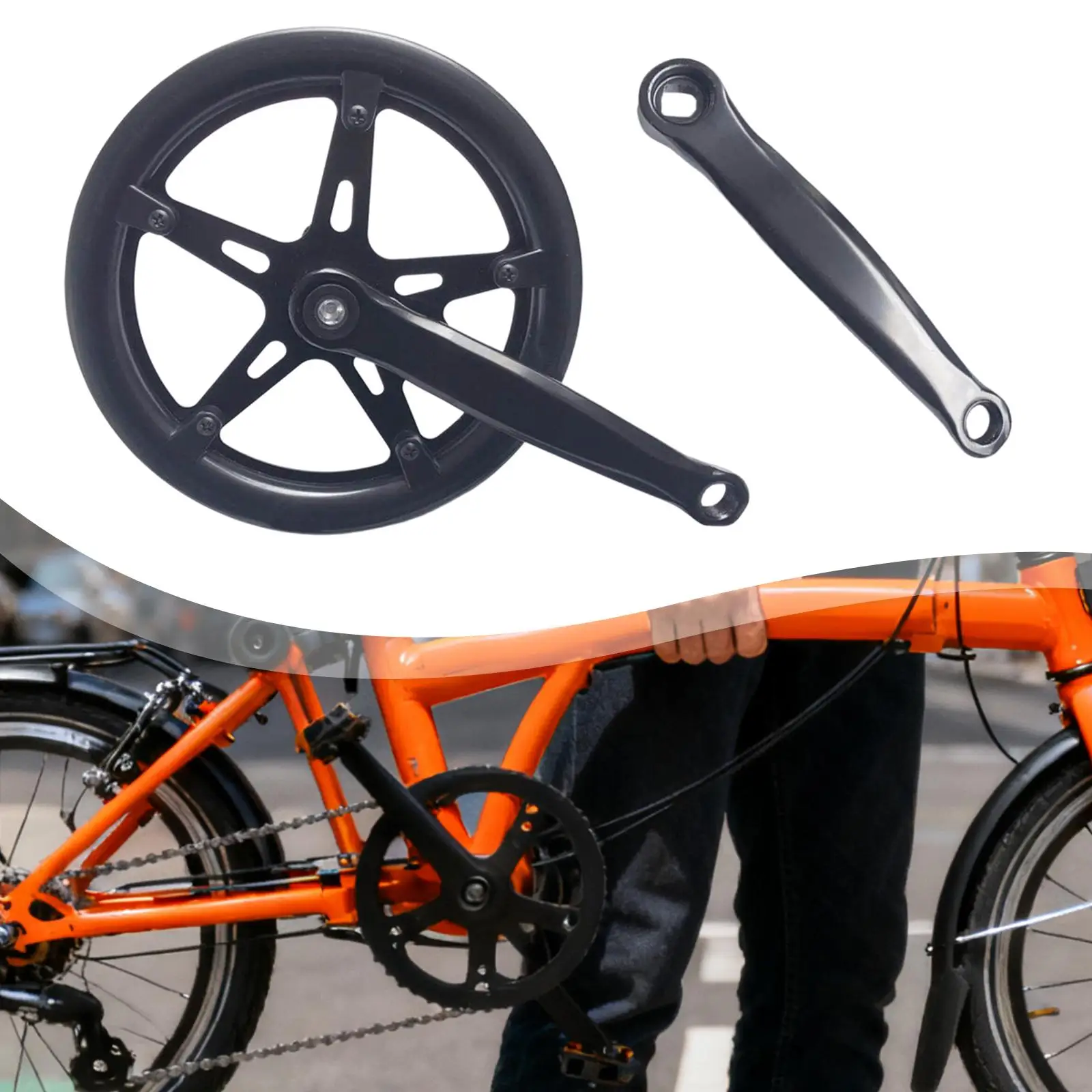 

Bicycle Crank Set 46T Chainring Crank Arm Durable Steel for Urban Folding Bike Adults Single Speed Repair