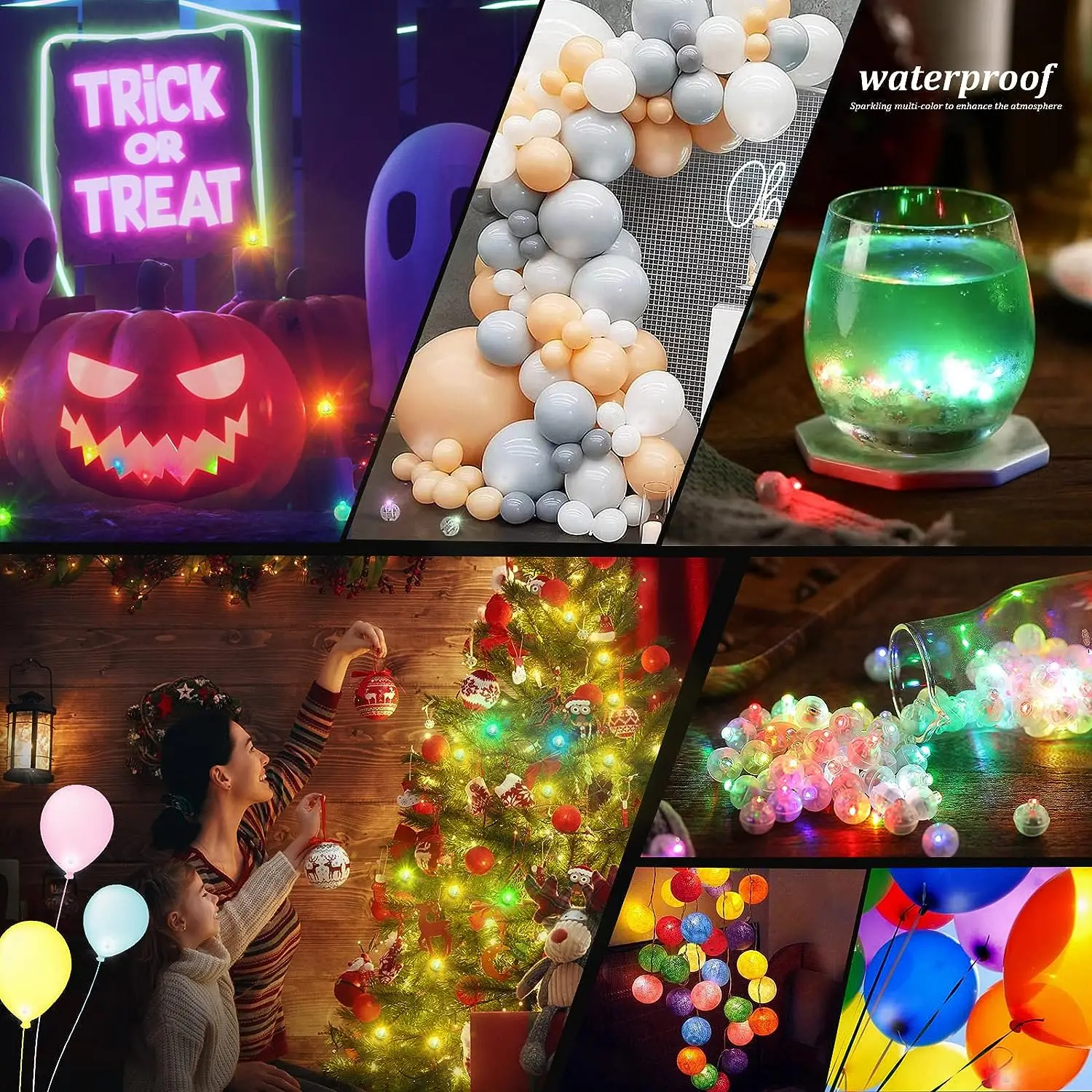 100/10PCS Mini LED Balloon Light Colorful Flash Luminous Tumbler Ball Lamp Lantern Light Christmas Wedding Party Decorations