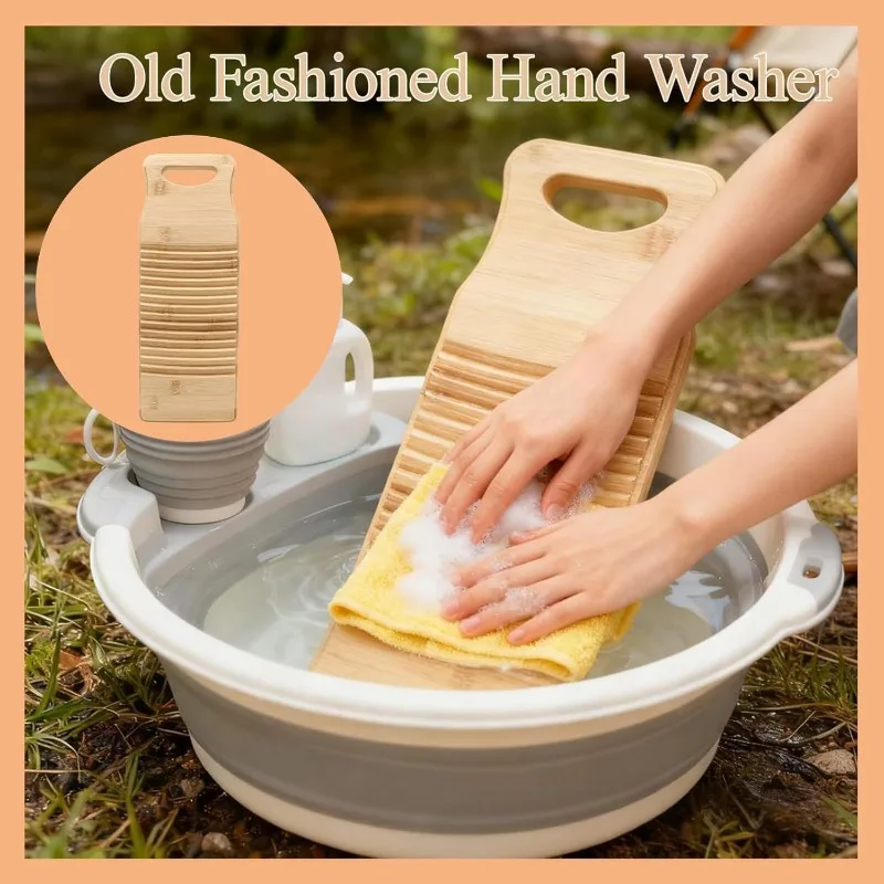 

Portable Small Manual Washboard Anti Slip Natural Bamboo Old-fashioned Household Convenient and Practical Cleaning Clothes