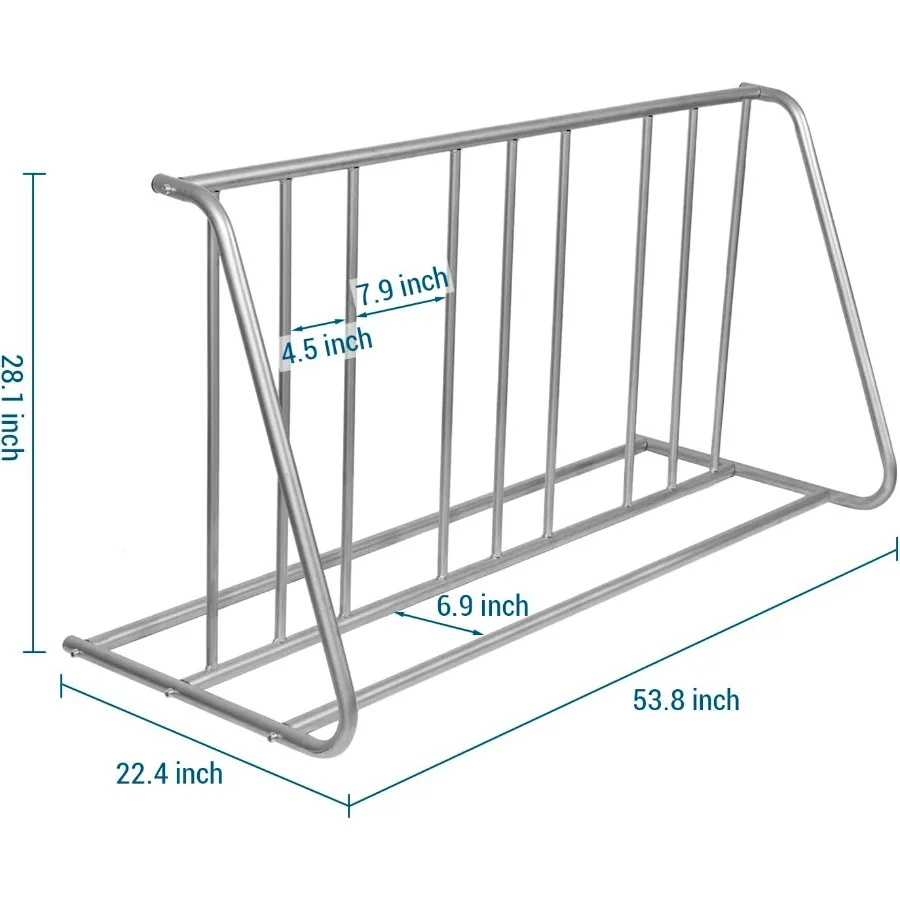 Grande supporto per portabiciclette con griglia verticale bifacciale in metallo argentato, supporto per bici da pavimento per Gara da interno