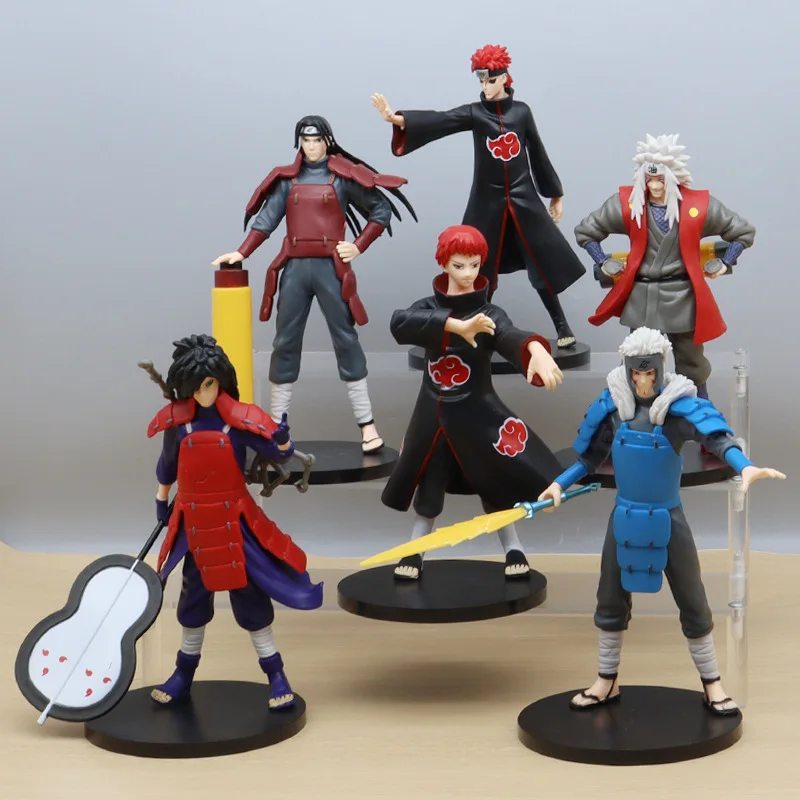 Anime Naruto Itachi Jiraya Anime Action Figure Model Gifts Collectible Figurines for Kids 19CM 6 Pieces In A Set