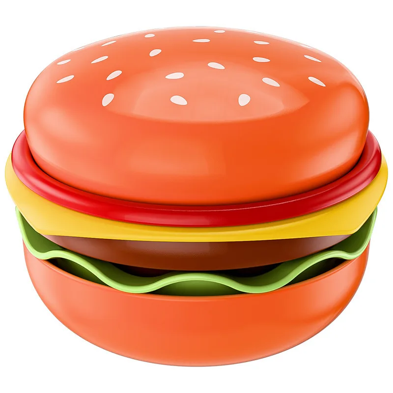 Hamburger Shaped Bone Dish Set, High Capacity Snack Plate with Dip Bowls, Fun Tableware for Home
