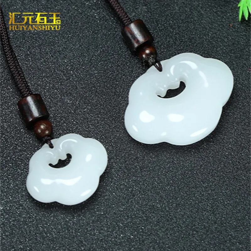 Tianshan Green Cloud Pendant, Xinjiang Golden Silk White Ruyi Lock, Jade Peace Amulet for Men and Women