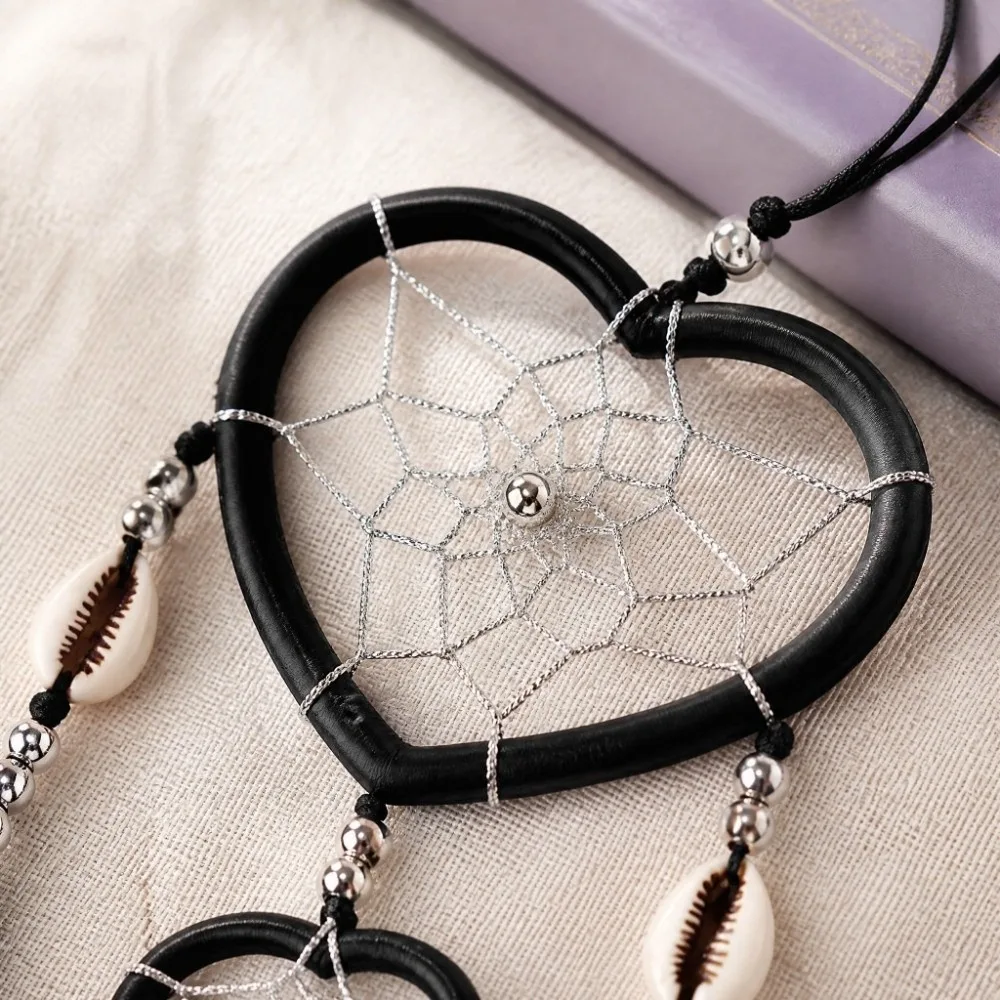 15.75inch Dream Catcher Wall Decor Black Heart-Shaped Handmade Dream Catcher Net Craft Boho Aesthetic Hanging Dream Catcher