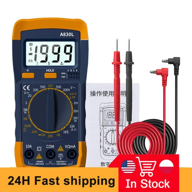 A830L LCD Digital Multimeter AC DC Voltage Diode Freguency Multitester Current Tester Luminous Display with Buzzer Function