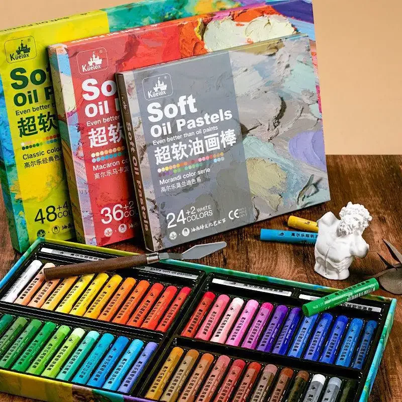 Soft Oil Pastel Set Artist Crayon Macaron Morandi 24/36/48 Colors Charcoal Sticks Art Supplies for Kids Beginners Student