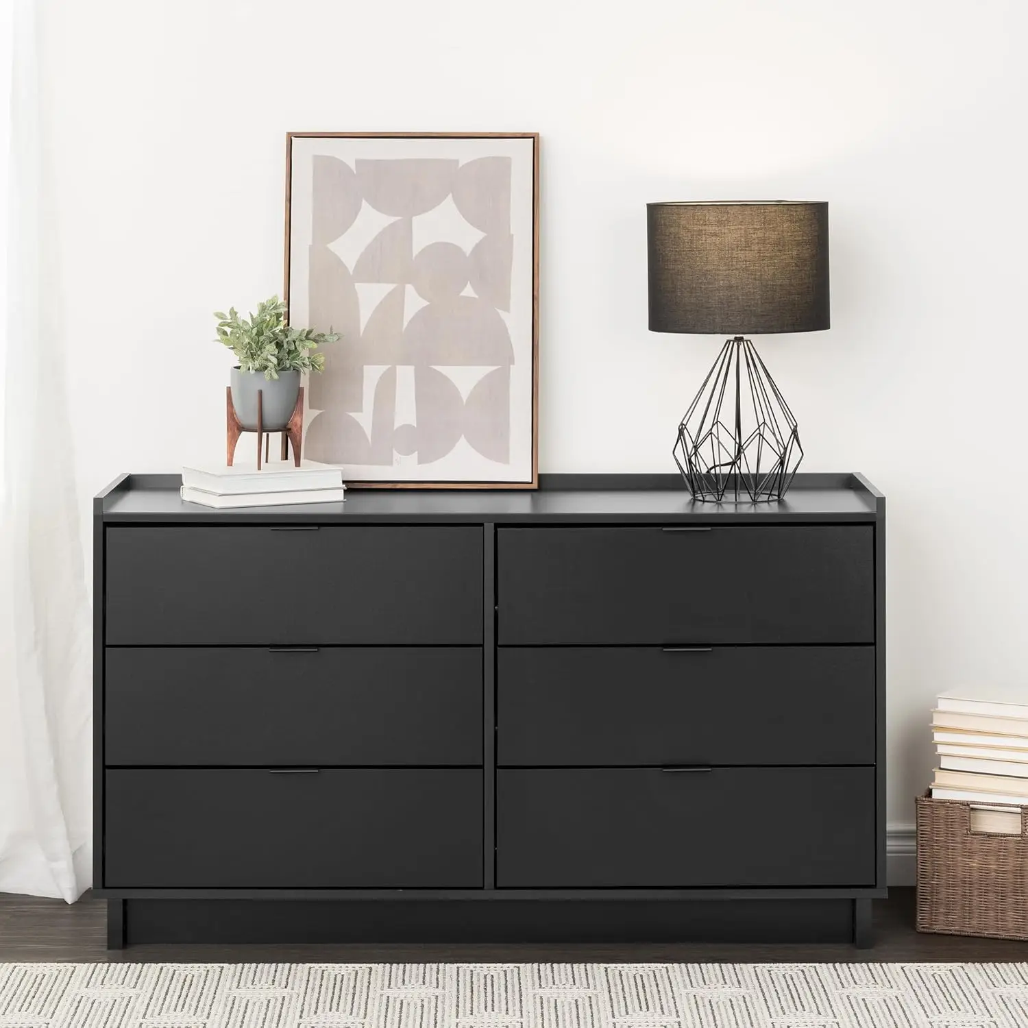 Modern 6 Drawer Double Dresser for Bedroom, Chest of Drawers, Modern Bedroom Furniture 52.5”wide x 16” deep x 29.5”tall