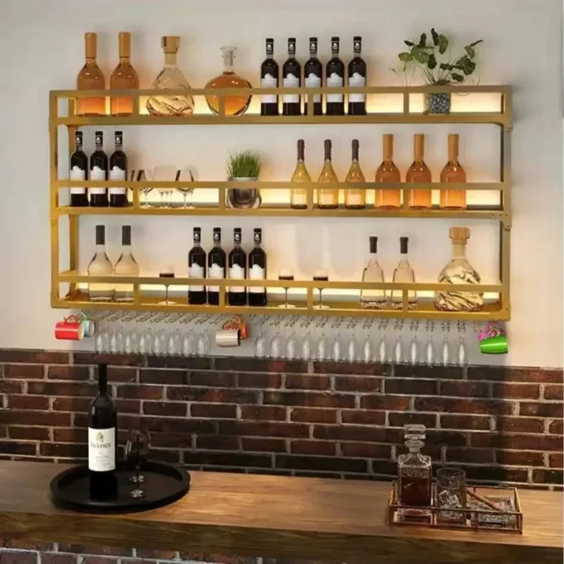 Bar Lighting,wine Rack,wall Mounted Bar Counter,wine Cabinet,Display Rack,inverted Cup Rack,restaurant,wall Mounted Storage Rack