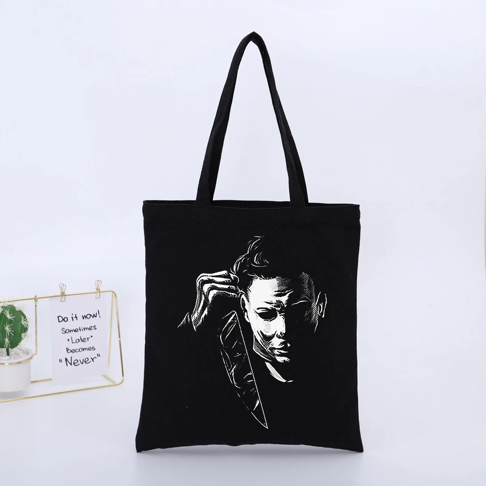 Men's Abstract Portrait Canvas Tote Bag, Urban Style for Daily Shopping and Casual Outings