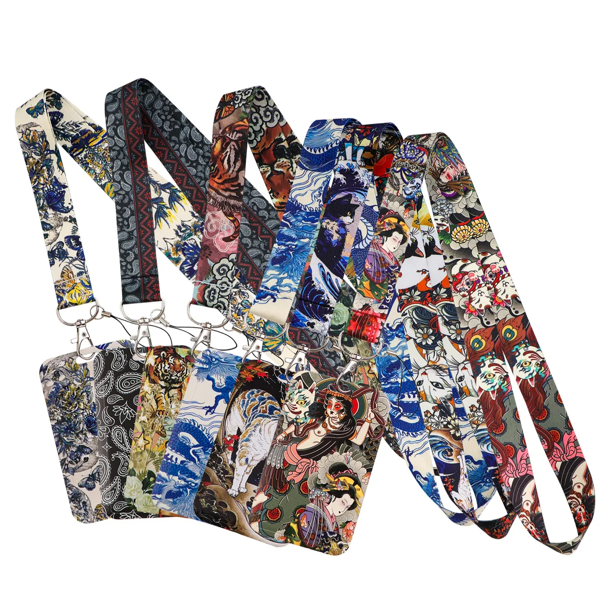 

Animal Tiger Cat Lanyard Neck Strap Keychain Dragon Butterfly Card Cover Badge Holder Mobile Phone Hang Rope Keyring Accessories
