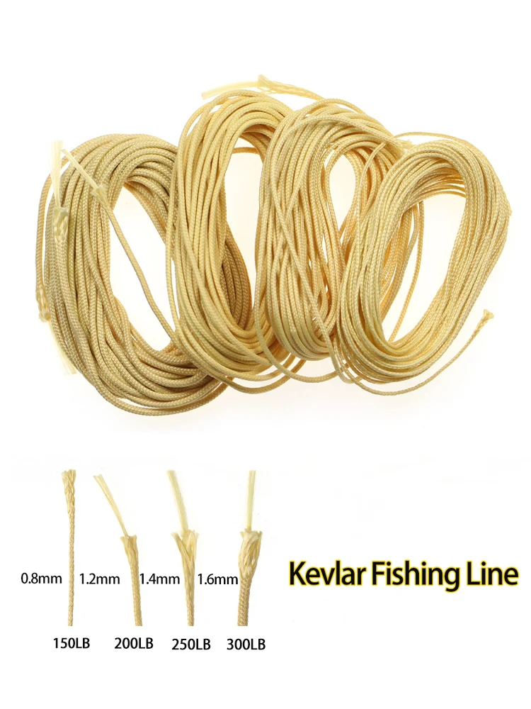 10M 8/16 Stränge Aramidfaser-Geflecht Kevlar Angelschnur 0,8mm-1,6mm Assistenzschnur für Jigging-Haken Salzwasser-Bootsangeln Köder