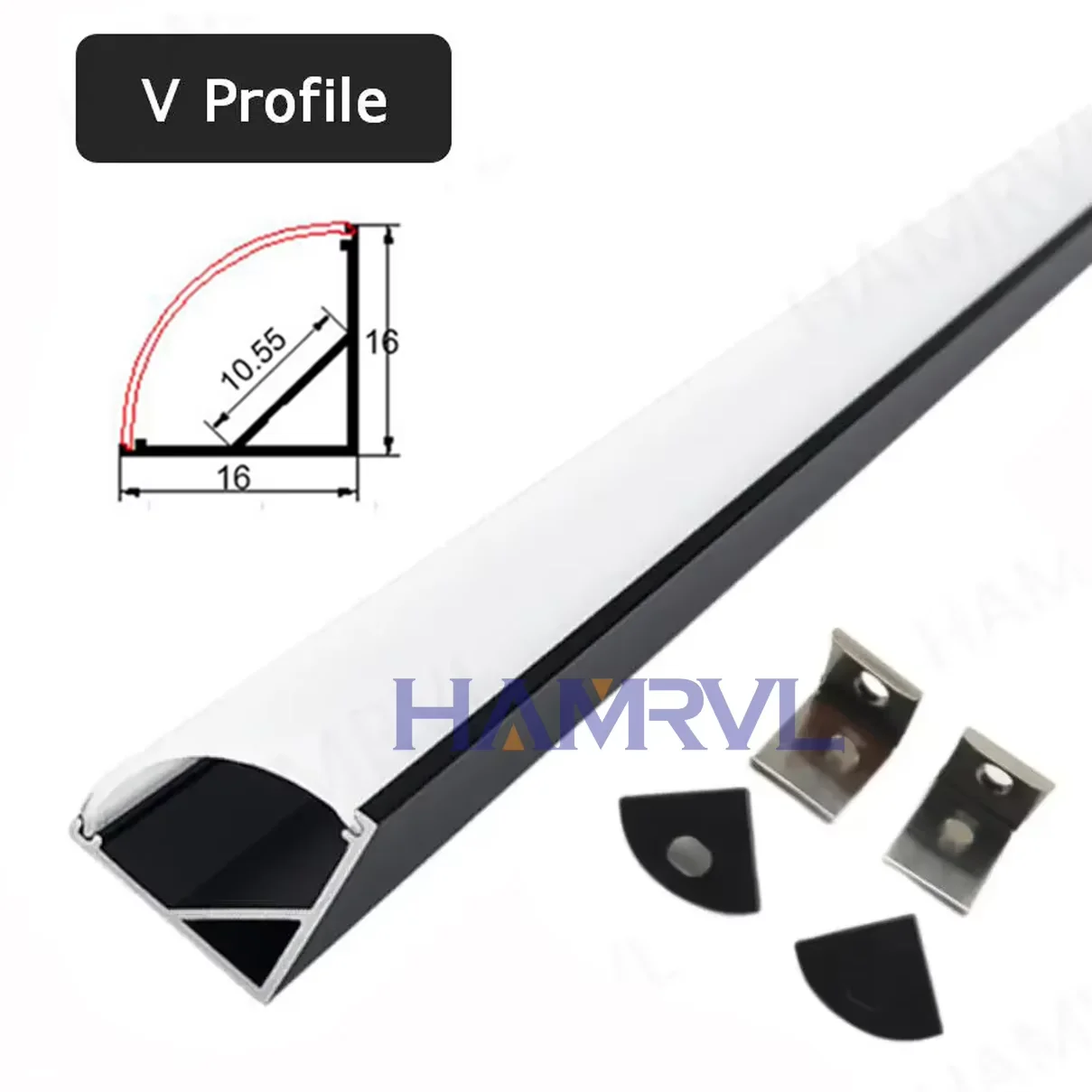 HAMRVL 2–30 Stück LED-Aluminium-Kanalprofil, 0,5 m Länge – U/V/W, aufsteckbares Design, dekoratives Gehäuse für Zuhause/Büro/Schrankbeleuchtung 7