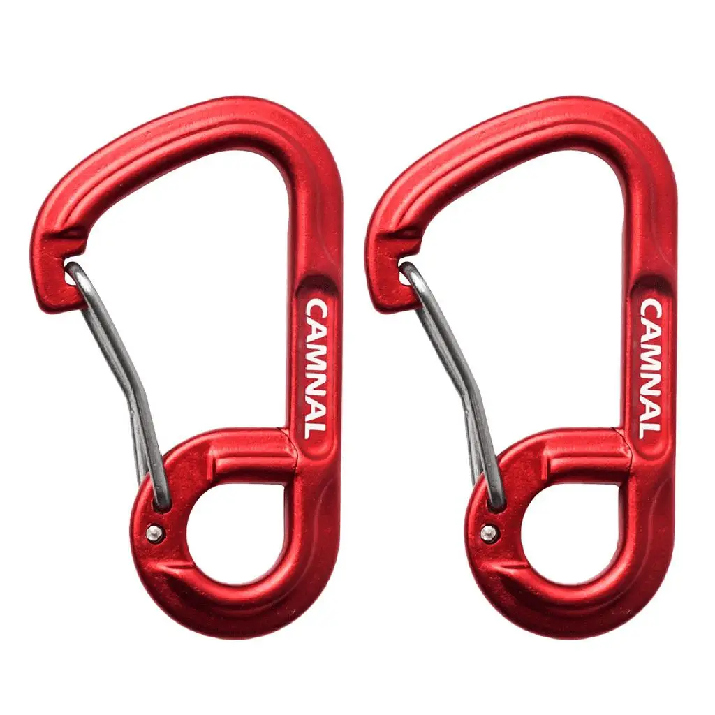 2Pcs Lightweight Aluminum Alloy 8 Type Carabiner Clip Keychain Quick Release Spring Hook Camping Tent Hiking Pole Accessories